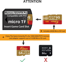 Charger l'image dans la galerie, SD2VITA PS Vita 変換メモリーカード 変換アダプタ microSDカード PCH-1000 PCH-2000 対応 プレイステーション ヴィータ ビータ PlayStation Vita ゲームカード スロット マイクロSD 差し込み型 拡張