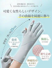 Load images into the gallery viewer,手袋 レディース UVカット 夏 【 アイスシルク 素材・-5℃冷感・UPF50+認定品 】 春 秋 UV手袋 2本指出し 細かい作業 紫外線対策 日焼け防止 極薄 軽量 通気性 速乾性 グローブ