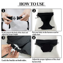 Load images into the gallery viewer,子供 赤ちゃん 椅子 転倒 防止 安全 キッズ チェアベルト サポート 椅子 イス チェア ベルト 子ども 持ち運び 便利 外出 お出かけ レストラン 大人用の椅子 対応 公園 ベンチ ケガ 怪我 防止 プレゼント 喜ばれる ママの腰 にも付けられる 膝にお子様を置いて背面からお食事