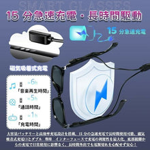 Charger l'image dans la galerie, スマートグラス 選べる2種類 ブルーライトカット 偏光サングラス 視力 聴力 保護 紫外線対策 スマートメガネ bluetooth スマートサングラス 通話 音楽 サングラス iphone Android アイフォン 対応 オーディオ 通話 マイク スピーカー 内蔵 専用USBケーブル充電 軽量設計