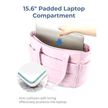 Charger l'image dans la galerie, トートバッグ 軽量 大容量 多機能 パッド 入り トート バッグ トラベル ハンドバッグ 女性 用 旅行 通勤 通学 仕事 学生 授業 ショッピング お出かけ 複数 ポケット オシャレ 便利 使いやすい 可愛い ピンク プレゼント 贈り物 ギフト