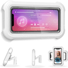 Load images into the gallery viewer,壁掛け スマホスタンド お風呂 スマホスタンド 便利 防水 防霧 480°回転 角度調整可能 携帯 防水ケース シャワー電話ホルダー お風呂スマホホルダー タッチスクリーン 強力粘着 壁マウント 6.8インチ以下 スマホ 対応 浴室 トイレ 洗面所 キッチン 料理 台所 スマートフォン