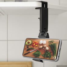 Load images into the gallery viewer,スマホホルダー コンパクト 軽量 ハンズフリー 便利 いつでもどこでも スマホスタンド 折りたたみ 角度調整 縦置き 横置き 角度調整可能 360度回転 機内 車内 車載 テレワーク オンライン授業 ベビーカー 自撮り スマホ スタンド ホルダー 挟む 簡単装着 会社 自宅