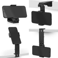 Load images into the gallery viewer,スマホホルダー コンパクト 軽量 ハンズフリー 便利 いつでもどこでも スマホスタンド 折りたたみ 角度調整 縦置き 横置き 角度調整可能 360度回転 機内 車内 車載 テレワーク オンライン授業 ベビーカー 自撮り スマホ スタンド ホルダー 挟む 簡単装着 会社 自宅