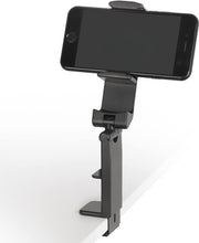 Load images into the gallery viewer,スマホホルダー コンパクト 軽量 ハンズフリー 便利 いつでもどこでも スマホスタンド 折りたたみ 角度調整 縦置き 横置き 角度調整可能 360度回転 機内 車内 車載 テレワーク オンライン授業 ベビーカー 自撮り スマホ スタンド ホルダー 挟む 簡単装着 会社 自宅