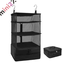 Load images into the gallery viewer,自宅 クローゼット 吊り下げ 収納 ボックス 旅行 出張 長期 そのままトランクケースへ 衣類 ラック 収納 旅行 出張 クローゼット 省スペース 大容量 衣装ケース 4段