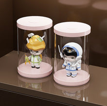Load images into the gallery viewer,(新品アウトレット)フィギュアケース led ディスプレイケース コレクションケース ライト センサー付 円柱ケース 透明ケース 組み立て簡単 頑丈 防汚れ フィギュア 収納 ふた付き コンパクト おしゃれ 間接照明 飾り用 展示用 プレゼント 円柱 ディスプレイ コレクション