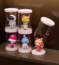 Load images into the gallery viewer,(新品アウトレット)フィギュアケース led ディスプレイケース コレクションケース ライト センサー付 円柱ケース 透明ケース 組み立て簡単 頑丈 防汚れ フィギュア 収納 ふた付き コンパクト おしゃれ 間接照明 飾り用 展示用 プレゼント 円柱 ディスプレイ コレクション