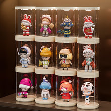 Load images into the gallery viewer,(新品アウトレット)フィギュアケース led ディスプレイケース コレクションケース ライト センサー付 円柱ケース 透明ケース 組み立て簡単 頑丈 防汚れ フィギュア 収納 ふた付き コンパクト おしゃれ 間接照明 飾り用 展示用 プレゼント 円柱 ディスプレイ コレクション