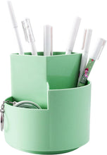 Load images into the gallery viewer,(新品アウトレット)ペン立て 360度 回転 選べるカラー ホワイト グリーン 収納 ペン ホルダー シャープペン ボールペン スタンド 大容量 ぺんたて 鉛筆 たて 多機能 分類 箱 小物 文房具 化粧品 えんぴつ 便利 オフィス 仕事 大人 子供 机 デスク 勉強 収納 ボックス