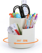 Load images into the gallery viewer,(新品アウトレット)ペン立て 360度 回転 選べるカラー ホワイト グリーン 収納 ペン ホルダー シャープペン ボールペン スタンド 大容量 ぺんたて 鉛筆 たて 多機能 分類 箱 小物 文房具 化粧品 えんぴつ 便利 オフィス 仕事 大人 子供 机 デスク 勉強 収納 ボックス