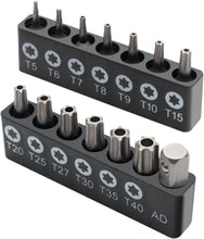 Load images into the gallery viewer,ビットセット バイク 自転車 車 1/4 六角ドライバー ハンドル セキュリティ トルクスビット セット 14本組 磁気ドライバー 電動ドライバー インパクト ビットホルダー セルフロック ドライバー ビットソケット レンチツール T5~T40 対応 対応 工具 プロ 耐タンパー 簡単