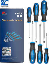 Load images into the gallery viewer,多機能 ドライバー 6本 セット 樹脂柄 修理 ツール ドライバー スロットドライバー ネジ 使いやすい ソフトハンドル 耐久性 磁気チップ 作業効率 防錆 防腐 高性能 DIY 家具 家電 バイク 自転車 自動車 工場 工具 作業 快適 便利 持ち運び プロ用 6本 一家に一台 ROTATION