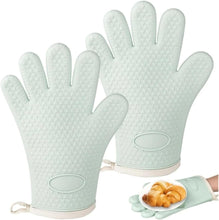 Charger l'image dans la galerie, オーブンミトン 両手セット 選べる2色 耐熱 ミトン シリコン グローブ ヒモ 付き 防水 高品質 シリコン製 断熱 耐久性 手袋 ディンプルメッシュ 滑り止め やけど 防止 丸洗い 食洗器 対応 お手入れ 簡単 持ち運び 便利 オーブン レンジ 料理 お菓子作り バーベキュー 鍋