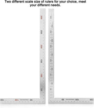 将图片加载到图库查看器,直角定規 プロ用 作業 DIY 図面 300mm × 150mm L形 ステンレス鋼 両面用 曲尺 矩尺 指矩 木工定規 建設定規 L字定規 90度 アングルルーラー 測定 レイアウト ツール 両面角度定規 測定工具 アングル スクエアルーラー 定規 木工ツール 学習用品 建築 鉄工 用 大工技師用