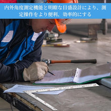 将图片加载到图库查看器,直角定規 プロ用 作業 DIY 図面 300mm × 150mm L形 ステンレス鋼 両面用 曲尺 矩尺 指矩 木工定規 建設定規 L字定規 90度 アングルルーラー 測定 レイアウト ツール 両面角度定規 測定工具 アングル スクエアルーラー 定規 木工ツール 学習用品 建築 鉄工 用 大工技師用