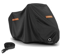 Charger l'image dans la galerie, バイク 自転車 カバー 防水 紫外線 防止 UVカット 高防風 防埃 防雨 防雪 風飛び 防止 撥水 加工 2.5m防風ベルト付き ワンタッチ バックル付き ロック穴付き 反射テープ付き 丈夫 盗難防止 収納バッグ付き 車体 シート アウトドア オートバイ 原付 使いやすい 防犯 高品質