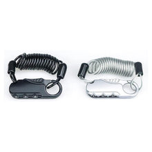 Load images into the gallery viewer,頑丈 ロック 駐車 ヘルメット ワイヤー ロープ 付き ヘルメットホルダー ヘルメットロック 盗難防止 携帯 バイク 自転車 オートバイ カート スーツケース ツールボックス 鞄 バックパック カバン リュック トランクケース ロック 防犯 カラビナ式 暗証番号 鍵 簡易 安全