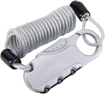 Load images into the gallery viewer,頑丈 ロック 駐車 ヘルメット ワイヤー ロープ 付き ヘルメットホルダー ヘルメットロック 盗難防止 携帯 バイク 自転車 オートバイ カート スーツケース ツールボックス 鞄 バックパック カバン リュック トランクケース ロック 防犯 カラビナ式 暗証番号 鍵 簡易 安全