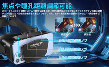 Load images into the gallery viewer,VRゴーグル オープンパネル設計 プラグアンドプレイ VR ヘッドセット 3D パノラマ 体験 1080P 超広角 120°視野角 スマホ 非球面光学レンズ 焦点 瞳孔距離 調節可能 装着感 良い メガネ 対応 通気性 軽量 4.7~6.5 iPhone android アイフォン アンドロイド などスマホ対応