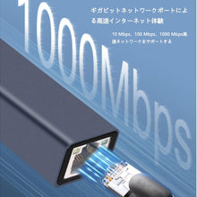画像をギャラリービューアに読み込む, 有線LAN アダプター USB3.0 LAN グレー 変換 アダプター 1Gbps 高速 通信 中継 RJ45 USB LAN 変換アダプター Windows Mac OS Linus 等 対応 1000Mbps 超高速通信 USB-A アルミ合金 【 Nintendo Switch スイッチ 動作確認済み 】ゲーム PC LEDライト ゲーミング