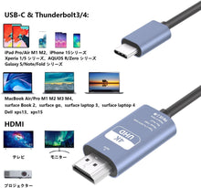 画像をギャラリービューアに読み込む, TypeC to HDMI 変換 グレー ケーブル 約2m ロングケーブル 4K 対応 映像 接続 出力 高画質 Thunderbolt3 Thunderbolt4 対応 互換 難しい設定不要 在宅勤務 日本語説明書付 タイプC USBC 接続ケーブル iPhone Max iPad Book Surface Galaxy Android 在宅 ワーク 多機種
