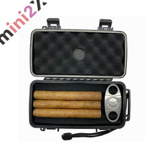 Charger l'image dans la galerie, シガー ケース 簡易 ヒュミドール 完全密閉 防水 葉巻 5本収納可能 旅行 自宅 保管 持ち運び バー BAR ポータブル 携帯用 シガーケース リラックス 大人の嗜み 防水防塵 カッコいい 大人 男性 ギフト 贈り物 プレゼント BOX ボックス (シガーツールは付属しません)