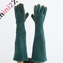 画像をギャラリービューアに読み込む, ペットグローブ 噛みつき防止 ロング 牛革 保護手袋 58cm 耐熱グローブ 作業用 庭 仕事 手袋 犬 猫 爬虫類 ペット 噛みつき