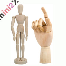 Charger l'image dans la galerie, デッサン人形 2点セット 木製 人形 ハンド 右手 14ヶ所 関節 可動 360度回転 マネキン 関節 可動 美術 インテリア