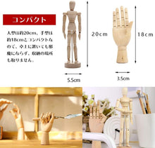 Charger l'image dans la galerie, デッサン人形 2点セット 木製 人形 ハンド 右手 14ヶ所 関節 可動 360度回転 マネキン 関節 可動 美術 インテリア