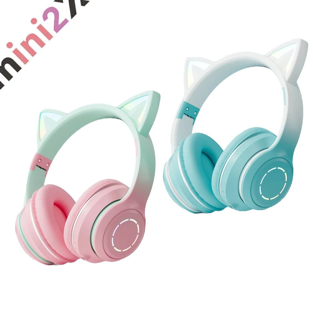 猫耳 ヘッドホン 可愛い 無線 対応 Bluetooth LED 虹色発光 ワイヤレス ヘッドフォン ヘッドホン ヘッドセット スマホ スマ –  mini2x_store(ミニツーストア)