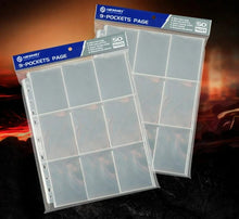 Charger l'image dans la galerie, リフィル 50枚セット 9 ポケット シート 227mm × 288mm トレーディングカード トレカ カードゲーム 収納 人気 保護 大容量 TCG 防水 UVカット カードシート クリア 透明 ファイル リフィル 収納 差し替え式
