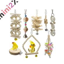 Charger l'image dans la galerie, 鳥 用 おもちゃ バードトイ 8点セット かじり木 止まり木 ストレス解消 運動不足 ブランコ 鳥グッズ 鳥の遊び場 吊下げタイプ