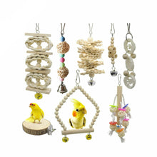 Charger l'image dans la galerie, 鳥 用 おもちゃ バードトイ 8点セット かじり木 止まり木 ストレス解消 運動不足 ブランコ 鳥グッズ 鳥の遊び場 吊下げタイプ