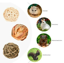 Load images into the gallery viewer,9個入り おもちゃ ハムスター ウサギ 草編みのボール 安心 安全 天然素材 手作り ブランチラタンボール ラビット ナチュラル 噛む玩具 天然素材 ストレス解消 ストレス発散 健康 モルモット 鳥 ネコ 動物 アニマル 玩具 オモチャ げっ歯類 プレゼント ギフト 贈り物