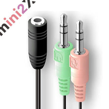 Load images into the gallery viewer,Y字ケーブル 3.5mmジャック 側 メス 変換 アダプタ ケーブル - mini2x_store(ミニツーストア)