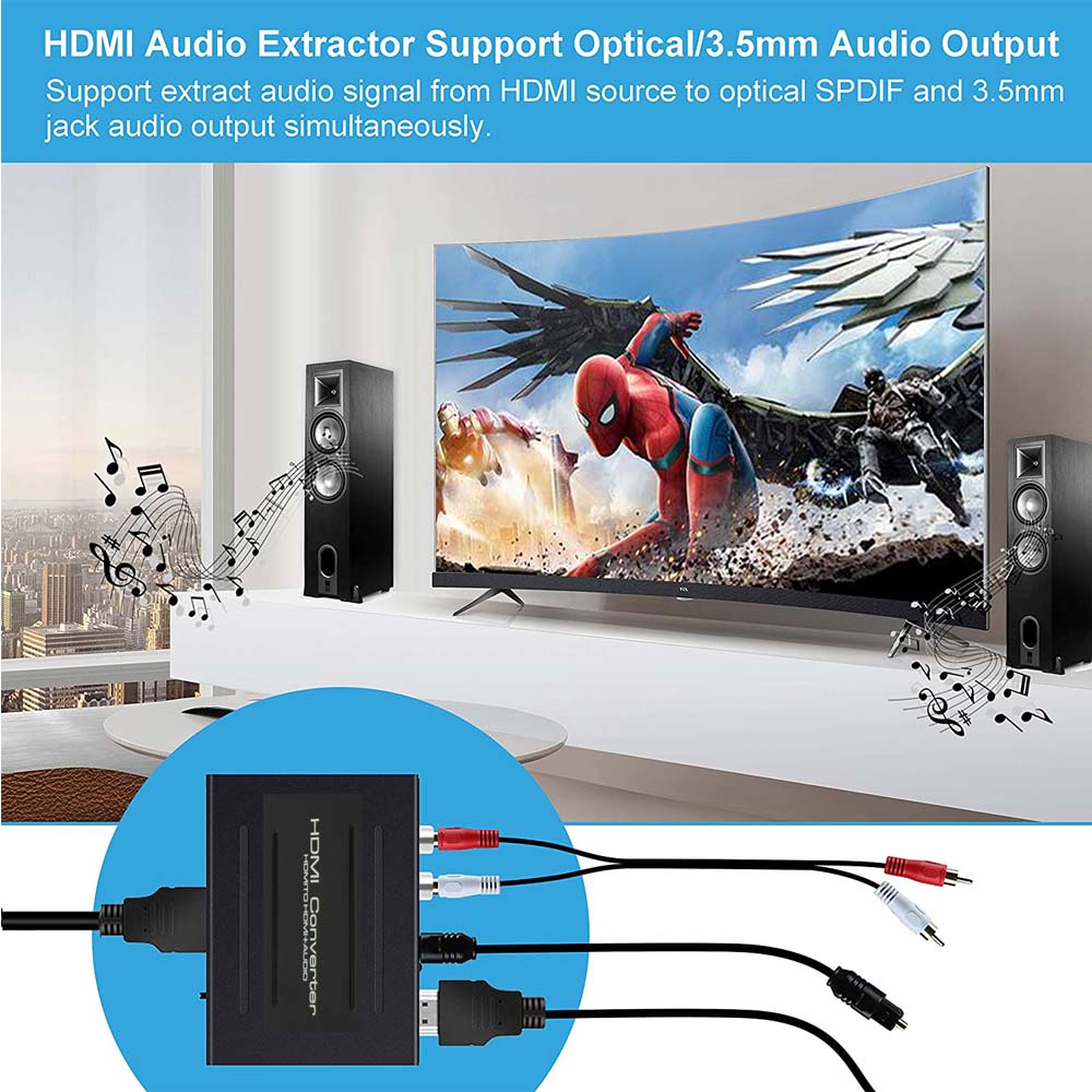 HDMI音声分離 デジタル オーディオ分離器 (HDMI→HDMI   光デジタル SPDIF  Audio) 4Kx2K 3D 3種類 音声 送料無料