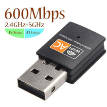 Load images into the gallery viewer,無線LAN子機 WiFi USB アダプター 無線 無線LAN 11ac 600Mbps Windows Mac Linux 対応 デュアルバンド 5GHz 2.4GHz 高速 ワイヤレス PC ノートパソコン デスクトップ パソコン 子機 簡単 接続 Wi－Fi ノートPC アダプタ ドングル 受信機 レシーバー 便利 小型 送料無料
