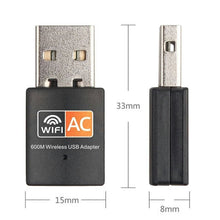 Load images into the gallery viewer,無線LAN子機 WiFi USB アダプター 無線 無線LAN 11ac 600Mbps Windows Mac Linux 対応 デュアルバンド 5GHz 2.4GHz 高速 ワイヤレス PC ノートパソコン デスクトップ パソコン 子機 簡単 接続 Wi－Fi ノートPC アダプタ ドングル 受信機 レシーバー 便利 小型 送料無料
