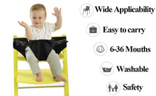 Load images into the gallery viewer,子供 赤ちゃん 椅子 転倒 防止 安全 キッズ チェアベルト サポート 椅子 イス チェア ベルト 子ども 持ち運び 便利 外出 お出かけ レストラン 大人用の椅子 対応 公園 ベンチ ケガ 怪我 防止 プレゼント 喜ばれる ママの腰 にも付けられる 膝にお子様を置いて背面からお食事
