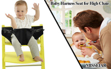Load images into the gallery viewer,子供 赤ちゃん 椅子 転倒 防止 安全 キッズ チェアベルト サポート 椅子 イス チェア ベルト 子ども 持ち運び 便利 外出 お出かけ レストラン 大人用の椅子 対応 公園 ベンチ ケガ 怪我 防止 プレゼント 喜ばれる ママの腰 にも付けられる 膝にお子様を置いて背面からお食事
