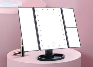使いやすい  メイクアップ ライトミラー LEDで使いやすい 電池 充電 両方対応 女優ミラー 三面鏡 卓上鏡 化粧 led メイク