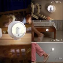 画像をギャラリービューアに読み込む, 人感センサー LED ライト USB 充電 バッテリー LED 小型 ルームランプ 猫 ホワイト 明暗 センサー 照度調節 ledライト 屋内フットライト 省エネ 足元灯 軽量
