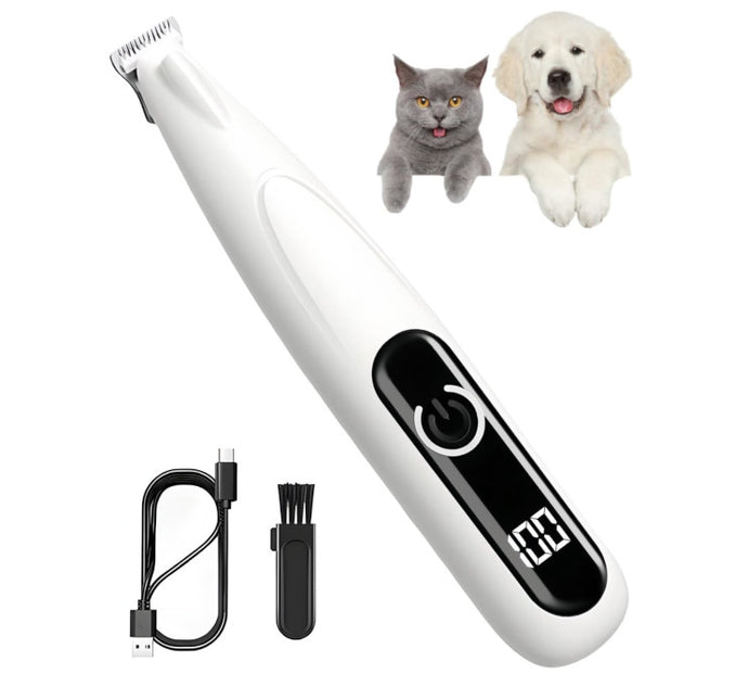 犬 猫 用バリカン ペット バリカン USB充電 LED ディスプレイ LEDライト 付き 犬 猫 ペット用バリカン 肉球 足裏 耳裏 顔周り お尻周り 部分カット 犬用 猫用 ペット用 自宅トリミング 小型 軽量 低騒音 低振動 コードレス 使いやすい 初めての方でも安心 安全 動物 毛 床屋