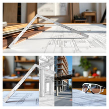 将图片加载到图库查看器，直角定規 プロ用 作業 DIY 図面 300mm × 150mm L形 ステンレス鋼 両面用 曲尺 矩尺 指矩 木工定規 建設定規 L字定規 90度 アングルルーラー 測定 レイアウト ツール 両面角度定規 測定工具 アングル スクエアルーラー 定規 木工ツール 学習用品 建築 鉄工 用 大工技師用
