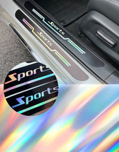 Load images into the gallery viewer,ドアステップガード サイドステップシート スカッフプレートシート 4枚セット汎用 車 自動車 傷防止 ひっかき傷 爪傷 防止 汚れ防止 ホログラム グラデーション 虹色 メタリック 光沢 ドレスアップ シール 跡が残らない 保護シート カー おしゃれ 送料無料
