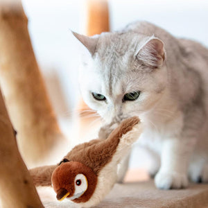 猫 玩具 鳥おもちゃ,激しく羽ばたく 室内 猫用 鳥 おもちゃ スズメ 猫じゃらし USB 充電式 子猫 ストレス解消 面白い 夢中 楽しい 猫 ねこ ネコ 用 ペット 可愛い 癒し いやし プレゼント 子供 ネコの健康 運動 耐久性 構造 安全 簡単 充電 可愛い鳥の鳴き声で夢中になる