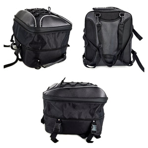 バイク バック シートバッグ リュックサック 二段式 拡張可能 20L - 30L 大容量 軽量 バイク リアボックス ツーリング ヘルメット 収納 撥水 防水 耐久性 固定ベルト 仕分け ポケット レインカバー 防水 カバー付き ショルダーストラップ アウトドア 日帰り 旅行 キャンプ