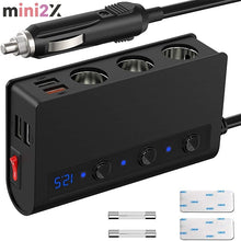 Charger l'image dans la galerie, シガーソケット 3連 【 急速充電 QC3.0 】 180W カー チャージャー シガレットライターソケット 付き 7ポート 給電 車載 充電器 12-24V 対応 USBポート 4口付 車用 増設 ソケット 分配器 スマートIC 搭載 LED 電圧 表示 お出かけ 旅行 アウトドア 車 カー用品 カスタム
