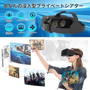 VRゴーグル オープンパネル設計 プラグアンドプレイ VR ヘッドセット 3D パノラマ 体験 1080P 超広角 120°視野角 スマホ 非球面光学レンズ 焦点 瞳孔距離 調節可能 装着感 良い メガネ 対応 通気性 軽量 4.7～6.5 iPhone android アイフォン アンドロイド などスマホ対応